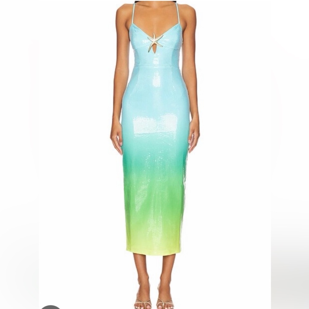 Runaway the label Benito midi dress in blue ombre